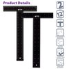 Better Office Products T-Ruler/T-Square, Double-Sided Carbon Steel, 12 inch, Black W/White Standard & Metric Markings, 2PK 00332